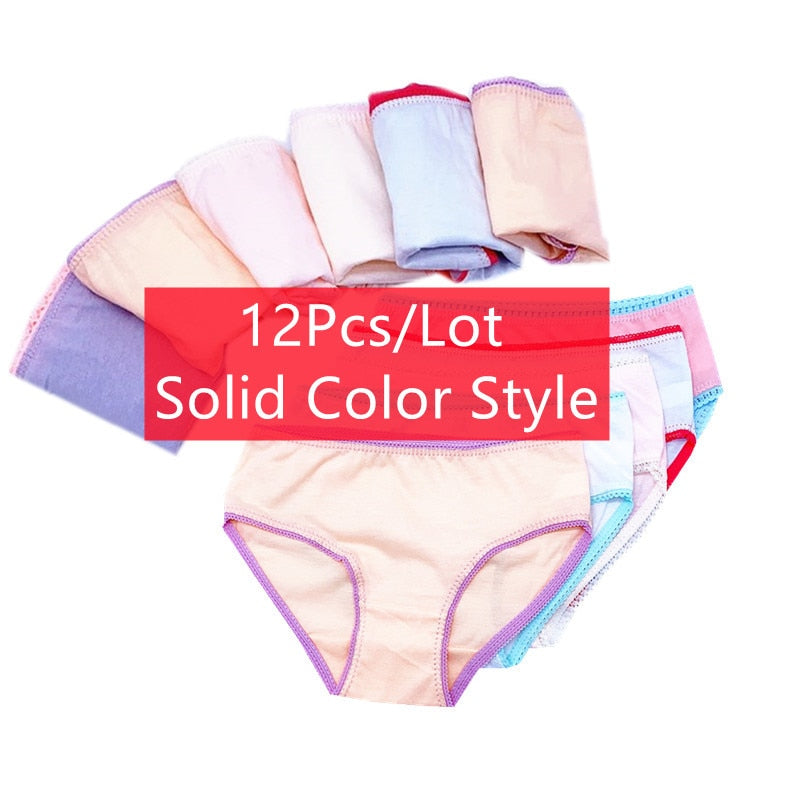 Kid's Girls 12Pcs Cotton Breathable Printed Pattern Casual Panties