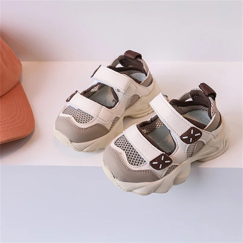 Kid's Mesh Round Toe Breathable Patchwork Sports Wear Shoes