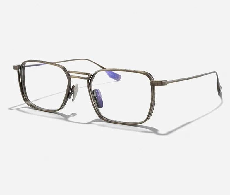 Men's Titanium Frame Full-Rim Square Shaped Ultra-Light Glasses