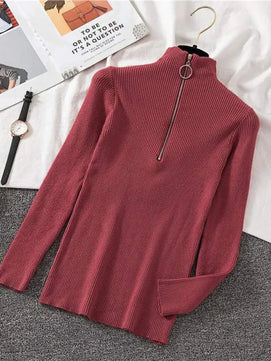 Women's Acrylic Turtleneck Full Sleeves Solid Pattern Sweater