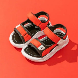 Kid's Leather Open Toe Hook Loop Closure Mixed Colors Sandals