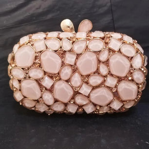 Women's Metallic Hasp Closure Rhinestone Bridal Wedding Clutch