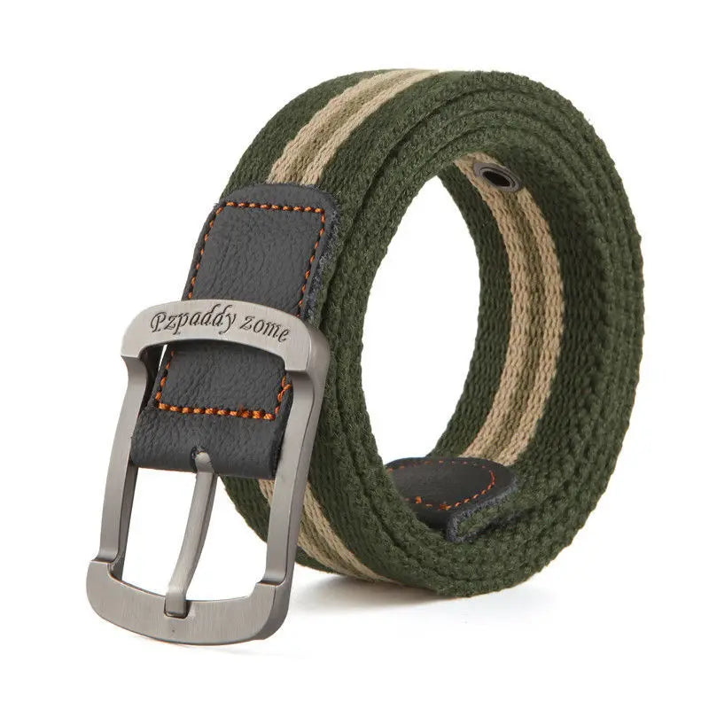 Men's Canvas Pin Buckle Closure Mixed Colors Pattern Belts