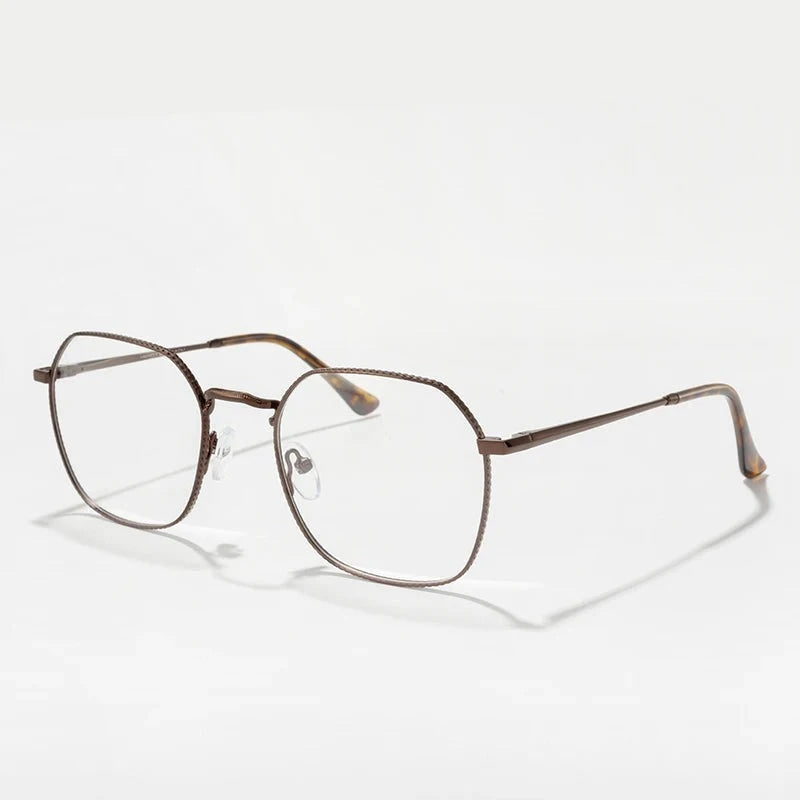 Men's Titanium Alloy Frame Full-Rim Polygon Shaped Trendy Glasses