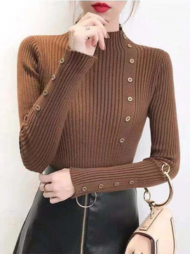 Women's Acrylic Turtleneck Full Sleeve Solid Pattern Sweater