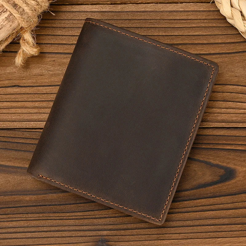 Men's Genuine Leather Solid Pattern Card Holder Vintage Wallet