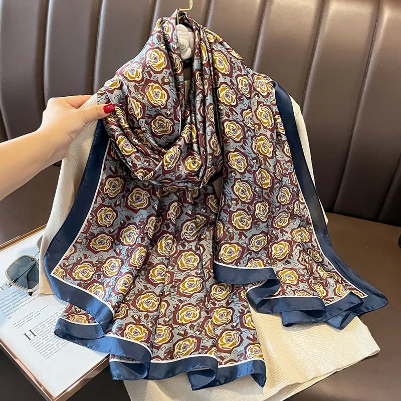 Women's Silk Neck Wrap Printed Pattern Trendy Beach Scarves