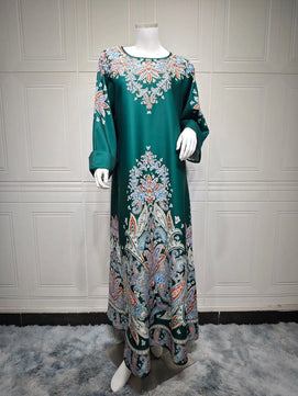 Women's Arabian Polyester Full Sleeve Printed Pattern Casual Dress