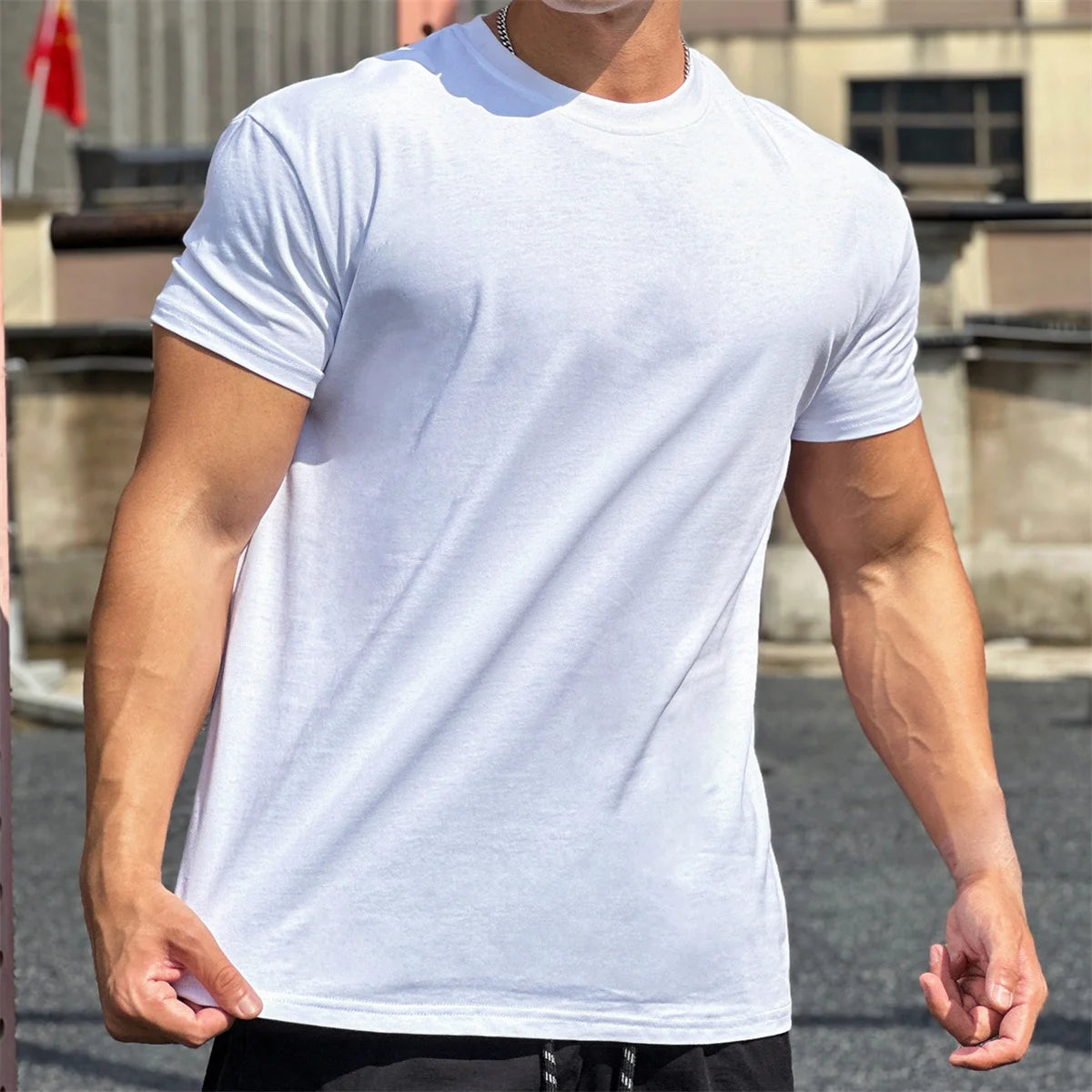 Men's Cotton Short Sleeve Pullover Closure Sportswear T-Shirt