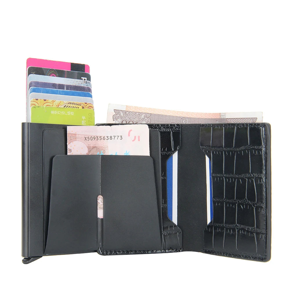 Men's PU Leather Card Holder Crocodile Pattern Trendy Wallets