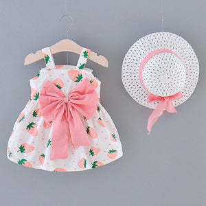 Kid's Square-Neck Cotton Sleeveless Printed Pattern Princess Dress