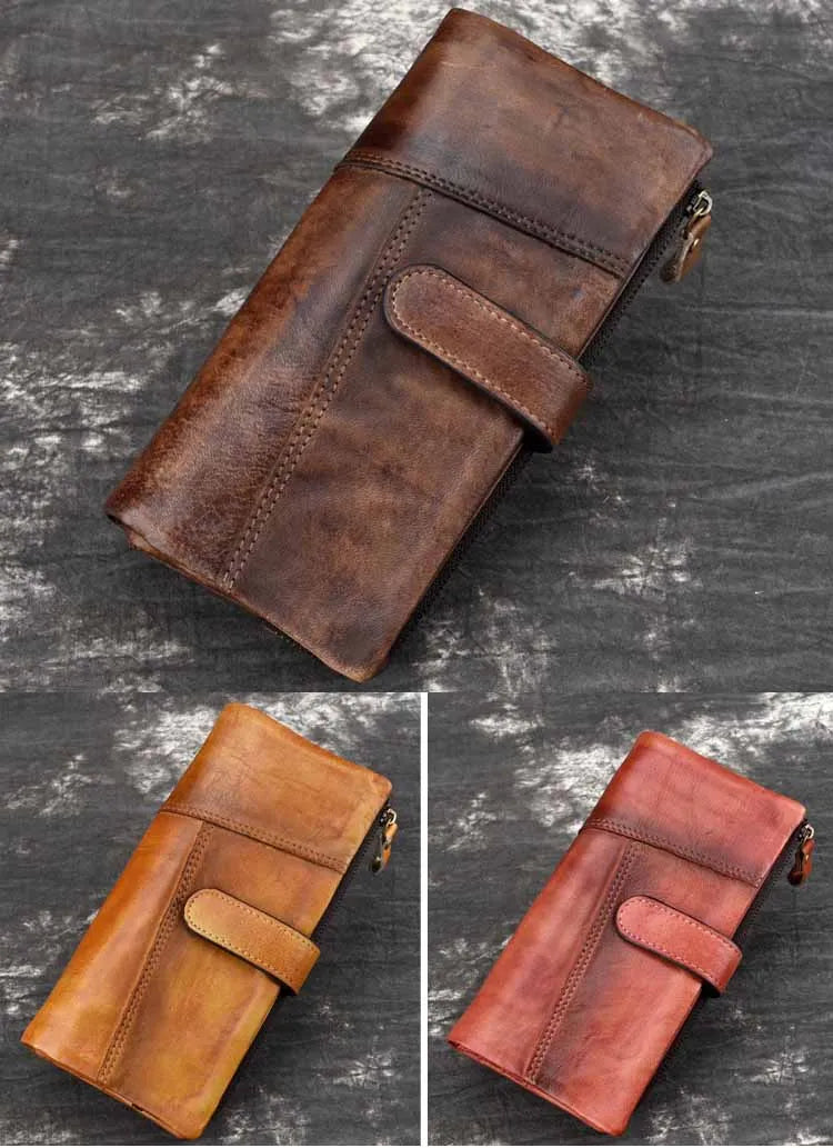 Men's Genuine Leather Solid Pattern Card Holder Vintage Wallets