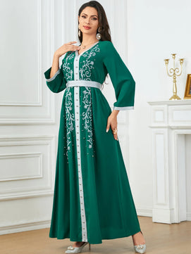 Women's Arabian Polyester Full Sleeves Printed Pattern Dress