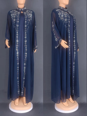 Women's Arabian Polyester Full Sleeves Embroidery Pattern Dress