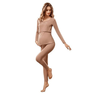 Women's Polyester Long Sleeves Solid Pattern Maternity Dress