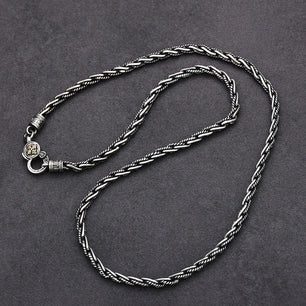 Men's 925 Sterling Silver Link Chain Geometric Pattern Necklace