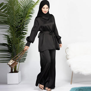 Women's Arabian Polyester Full Sleeves Solid Pattern Dresses