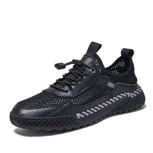 Men's Mesh Round Toe Lace-up Closure Breathable Casual Sneakers