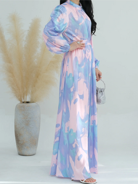 Women's Arabian Polyester Full Sleeves Printed Pattern Dress