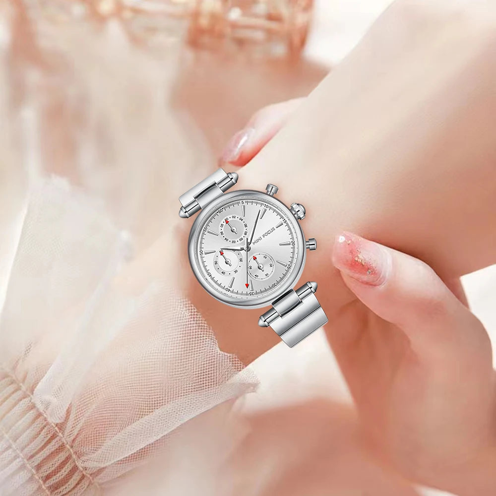 Women's Stainless Steel Round Shaped Waterproof Luxury Watch