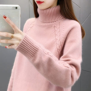 Women's Acrylic Turtleneck Full Sleeves Casual Pullover Sweater