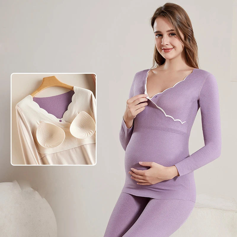 Women's Polyester Long Sleeves Solid Pattern Maternity Dress