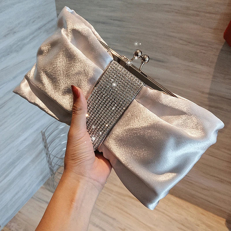 Women's Silk Hasp Closure Sequined Pattern Classic Wedding Clutch