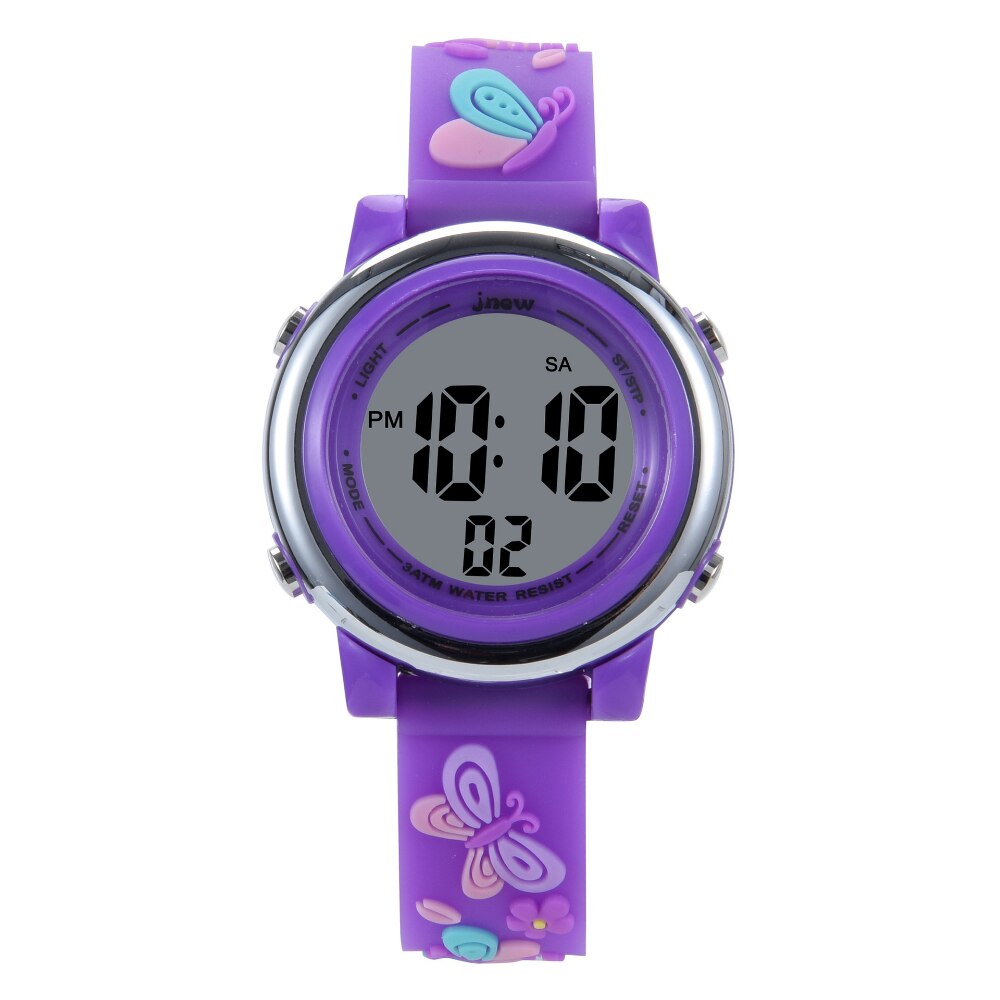 Kid's Alloy Case Buckle Clasp Digital Waterproof Round Watches