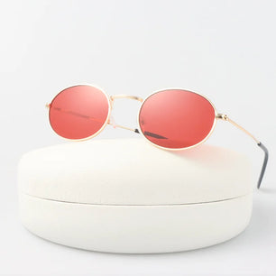 Women's Alloy Frame Acrylic Lens Oval Shaped Trendy Sunglasses