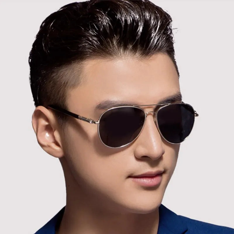 Men's Copper Frame Polaroid Lens Oval Shaped Trendy Sunglasses