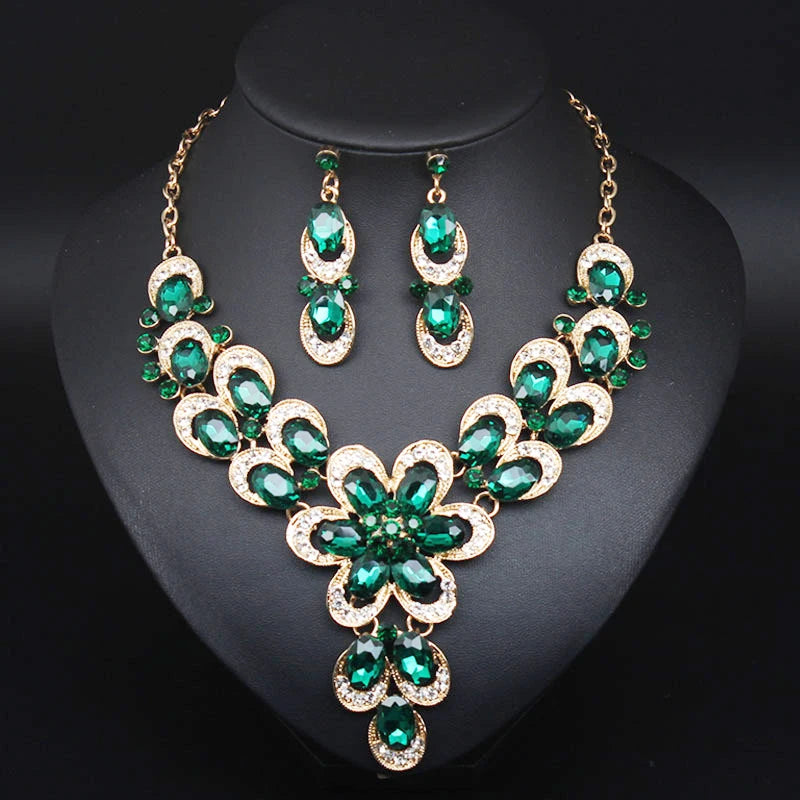 Women's Copper Alloy Crystal Flower Shaped Bridal Jewelry Set