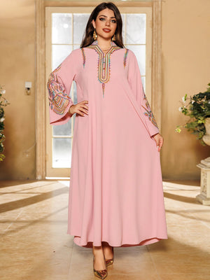 Women's Arabian Polyester Full Sleeve Embroidery Pattern Dress