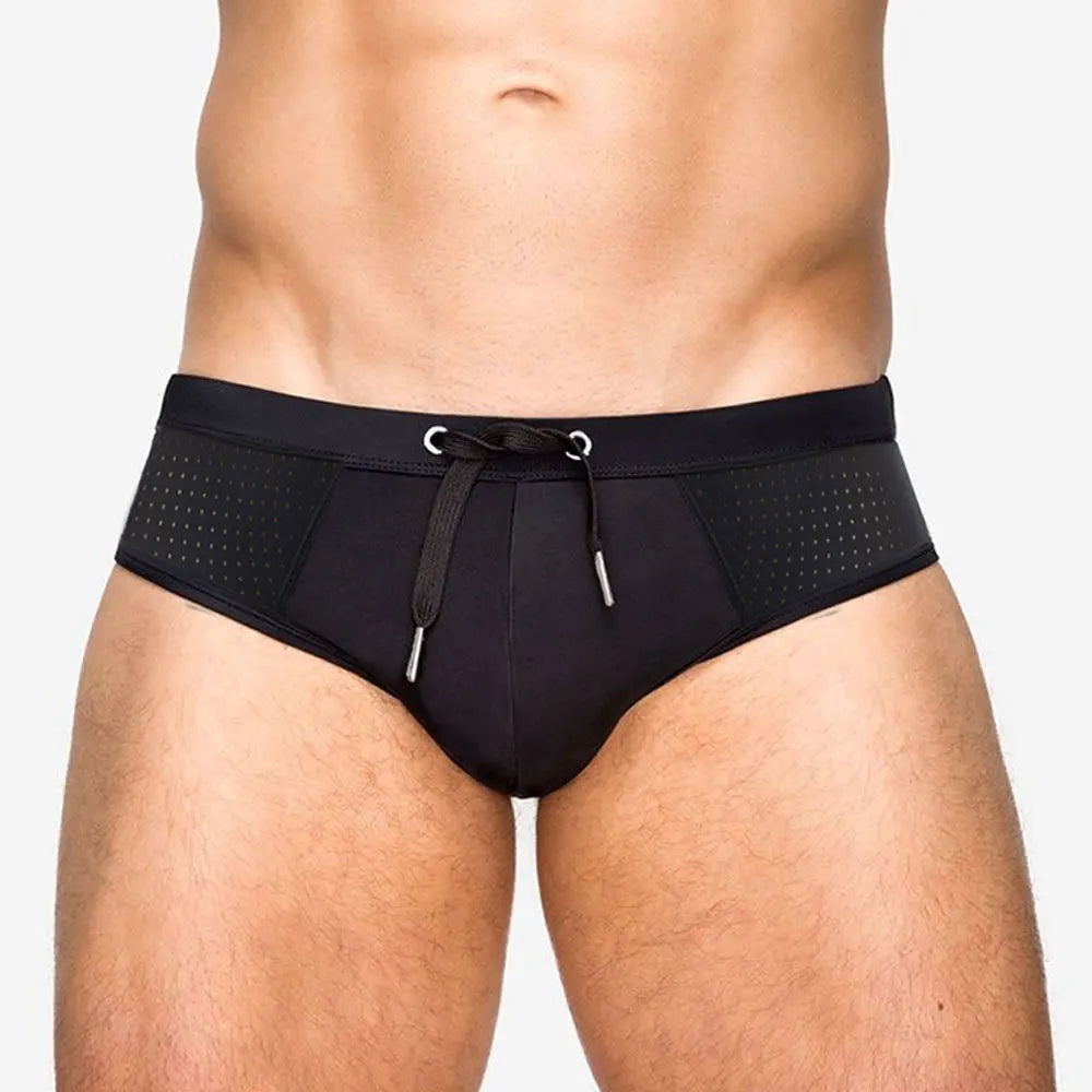 Men's Polyester Drawstring Closure Solid Boxer Swimwear Shorts