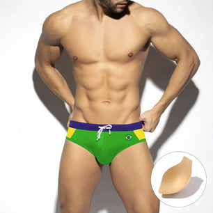 Men's Polyester Low Waist Drawstring Closure Printed Pattern Brief