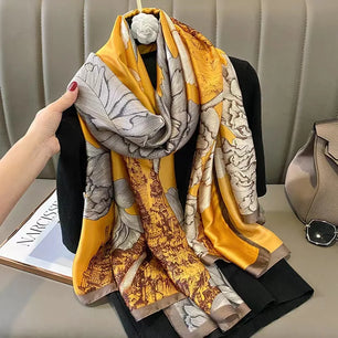 Women's Silk Neck Wrap Printed Pattern Trendy Beach Scarves