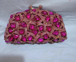 Women's Metallic Hasp Closure Rhinestone Luxury Wedding Clutch