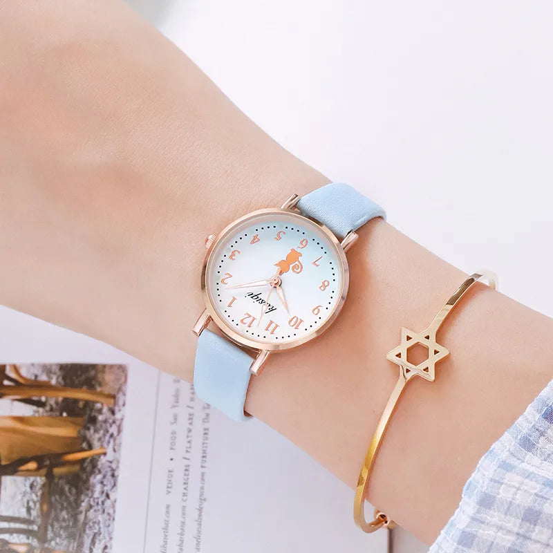 Kid's Alloy Case Buckle Clasp Round Shaped Luminous Quartz Watch