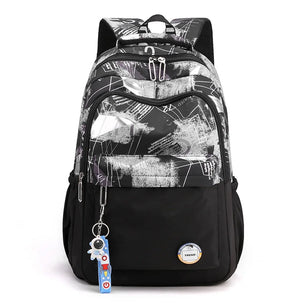 Kid's Nylon Zipper Closure Waterproof Trendy School Backpack