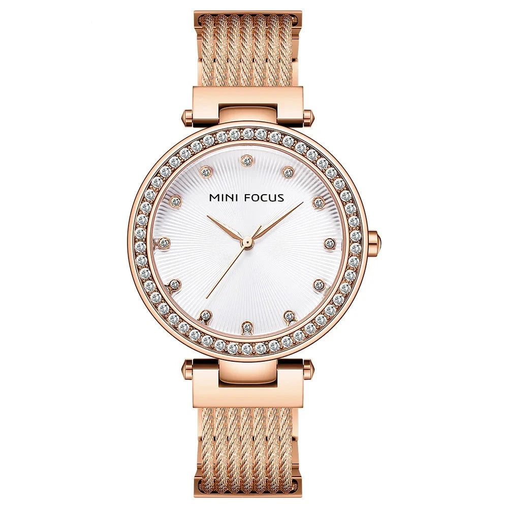 Women's Stainless Steel Round Shaped Waterproof Luxury Watch