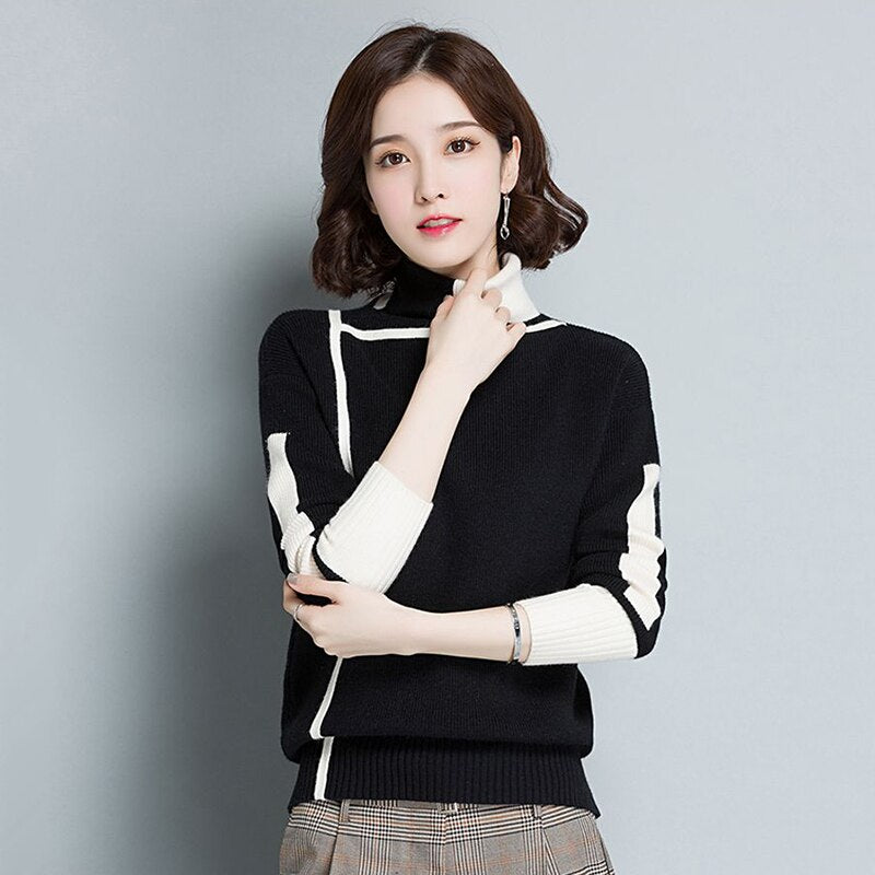 Women's Acrylic Turtleneck Full Sleeve Casual Wear Knitted Sweater