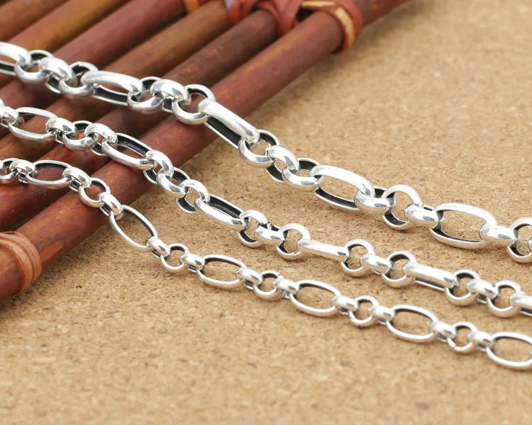 Men's 100% 925 Sterling Silver Link Chain Geometric Necklace