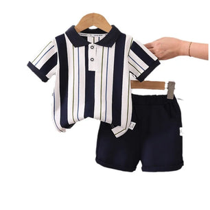 Kid's Boys Cotton Turn-Down Collar Short Sleeves Casual Clothes