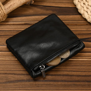 Men's Genuine Leather Solid Pattern Card Holder Trendy Wallets