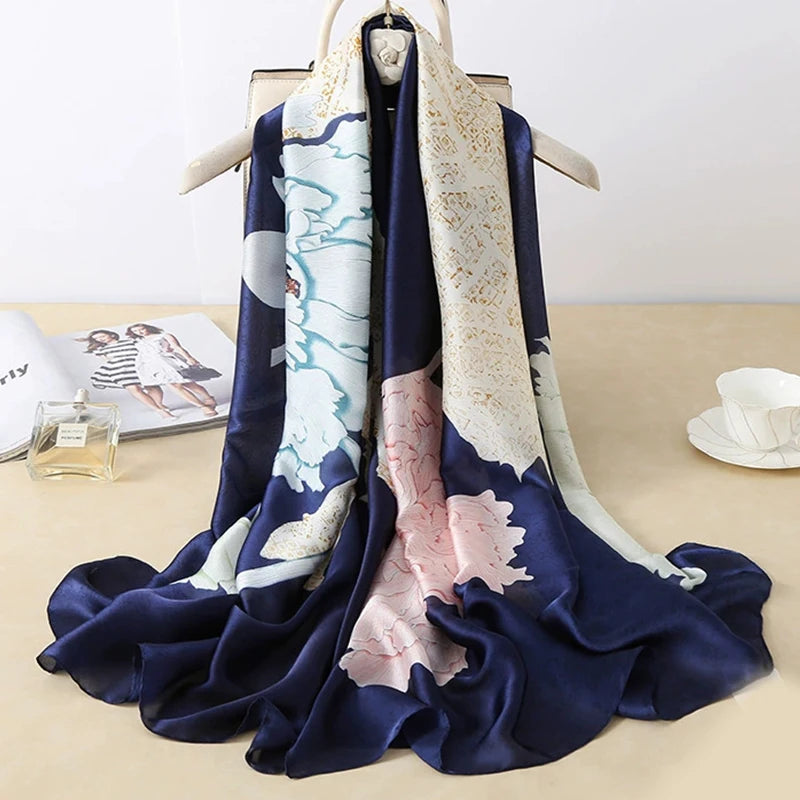 Women's Silk Neck Wrap Printed Pattern Trendy Beach Scarves