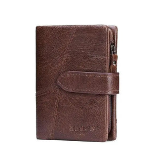 Men's Genuine Leather Zipper Hasp Card Holder Trendy Wallets