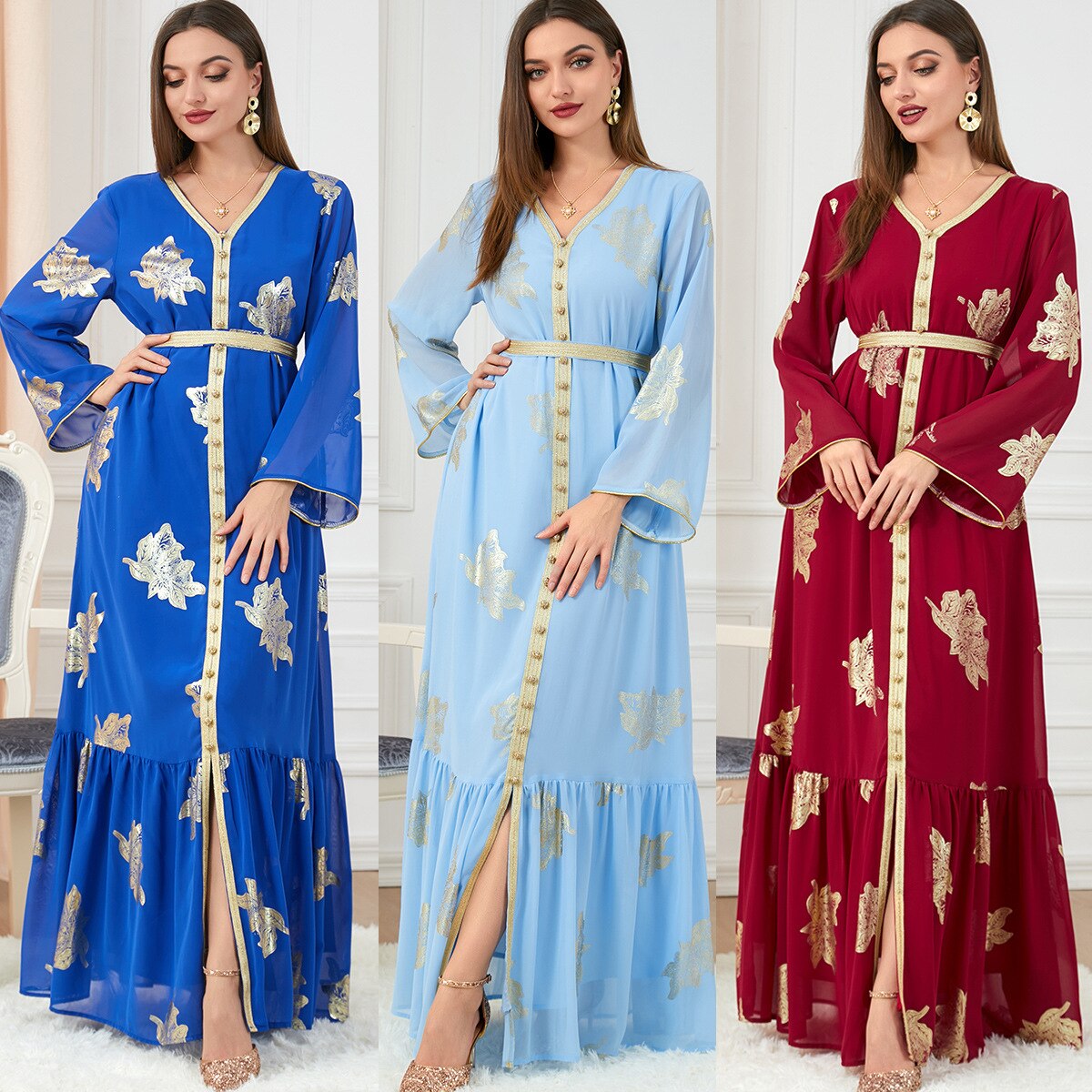 Women's Arabian Polyester Full Sleeve Embroidery Elegant Dress