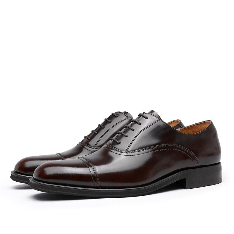 Men's Genuine Leather Pointed Toe Lace-Up Closure Formal Shoes