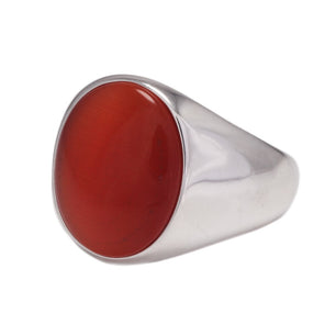 Men's 100% 925 Sterling Silver Agate Geometric Bezel Setting Ring