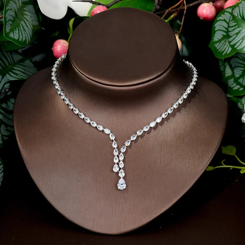 Women's Copper Cubic Zirconia Water Drop Trendy Jewelry Set