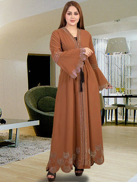 Women's Arabian Polyester Full Sleeves Embroidery Pattern Dress